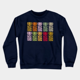 Art Deco Multicolored Tulips Stencil Flowers Crewneck Sweatshirt